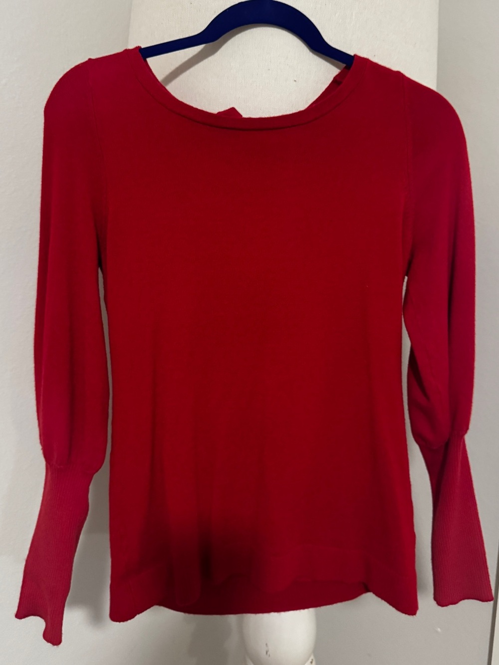 White House Black Market Red Long-Sleeve Knit Top with Flared Cuffs